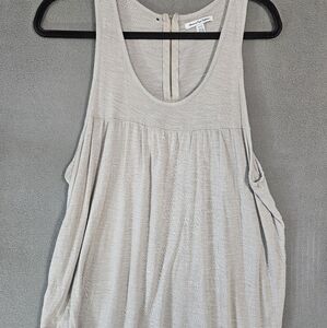 American Eagle Women XL Tank Top Shirt Tunic Tan Metallic Scoop Back Zipper Cami